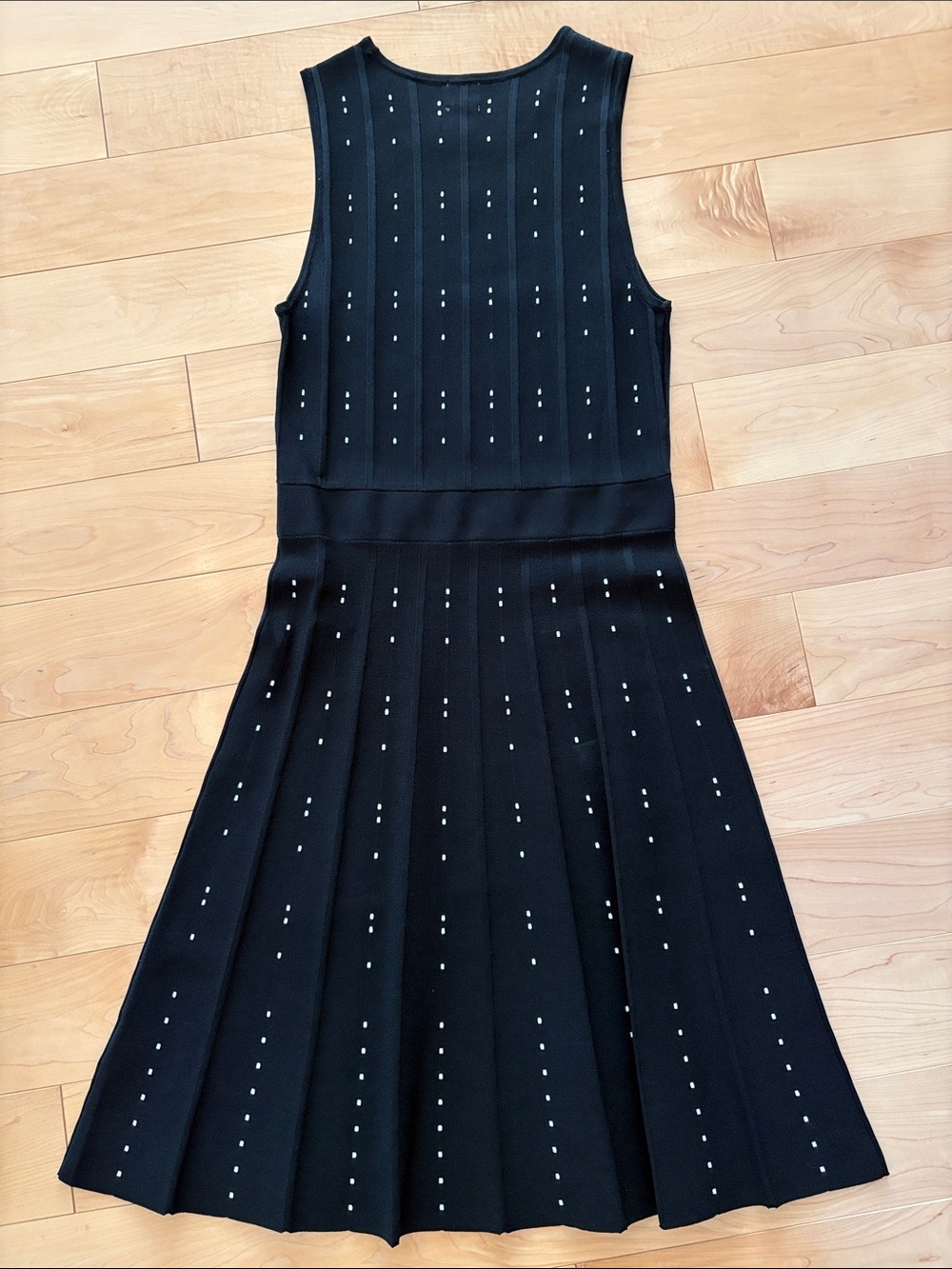 H&M Black Sleeveless Knit Midi Dress with Studded Pinstripes - Picture 2 of 3